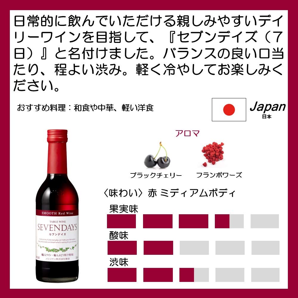 Amazon.co.jp: セブンデイズ 赤 300ml [ 赤ワイン ミディアムボディ